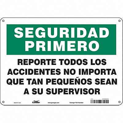 CONDOR 475H19 Safety Sign 10 in x 14 in Aluminum