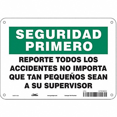 CONDOR 475H20 Safety Sign 7 in x 10 in Polyethylene