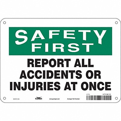 CONDOR 475H31 K0174 Safety Sign 7 in x 10 in Aluminum