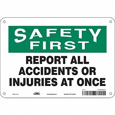 CONDOR 475H33 K0174 Safety Sign 7 in x 10 in Polyethylene