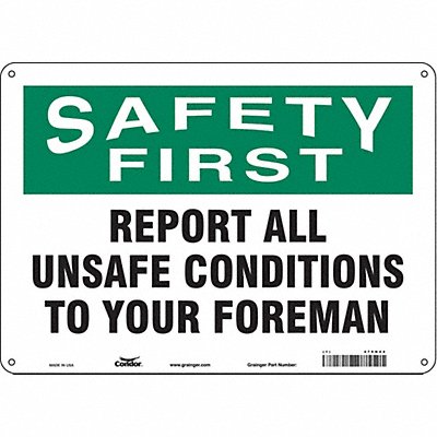 CONDOR 475H44 Safety Sign 10 inx14 in Polyethylene