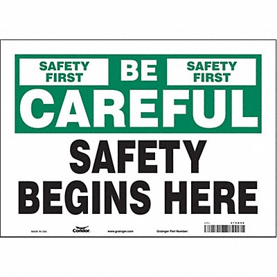 CONDOR 475H58 K0178 Safety Sign 10 inx14 in Vinyl