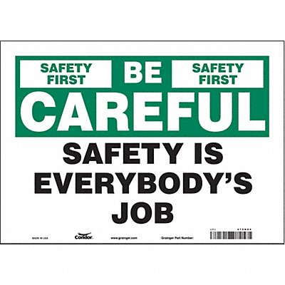 CONDOR 475H64 Safety Sign 10 inx14 in Vinyl