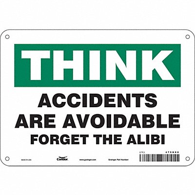CONDOR 475H80 Safety Sign 7 in x 10 in Polyethylene
