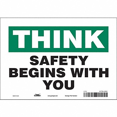 CONDOR 475J02 Safety Sign 7 in x 10 in Vinyl