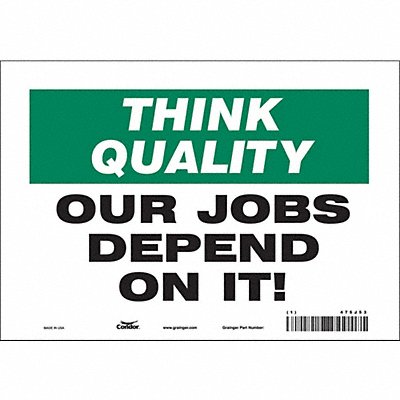 CONDOR 475J53 Safety Sign 7 in x 10 in Vinyl