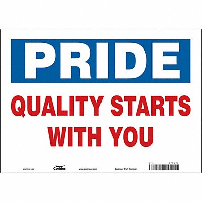 CONDOR 475J78 Safety Sign 10 inx14 in Vinyl