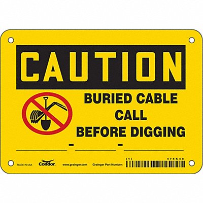 CONDOR 475K48 Safety Sign 5 in x 7 in Vinyl