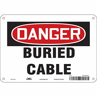 CONDOR 475K61 Safety Sign 7 in x 10 in Polyethylene