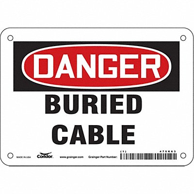 CONDOR 475K63 Safety Sign 5 in x 7 in Vinyl