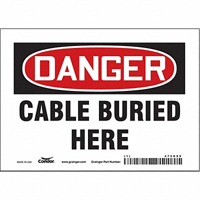 CONDOR 475K99 Safety Sign 5 in x 7 in Vinyl