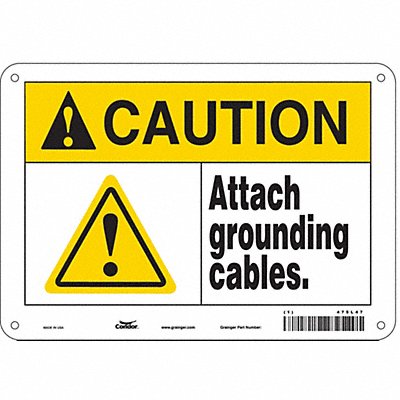 CONDOR 475L47 Safety Sign 7 in x 10 in Polyethylene