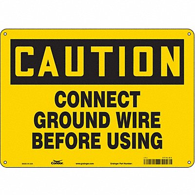 CONDOR 475L63 Safety Sign 10 in x 14 in Aluminum