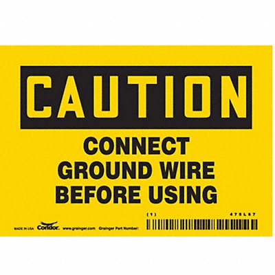 CONDOR 475L67 Safety Sign 3 1/2 inx5 in Vinyl