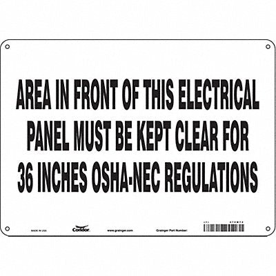 CONDOR 475M72 Safety Sign 10 in x 14 in Aluminum