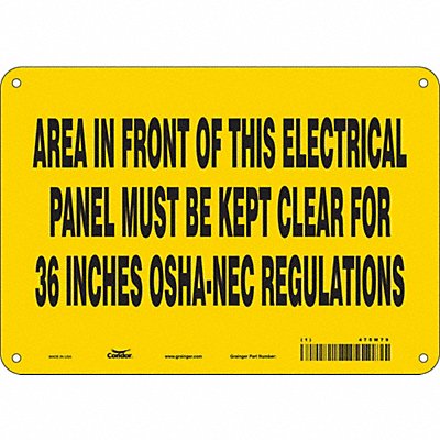 CONDOR 475M79 Safety Sign 7 in x 10 in Aluminum