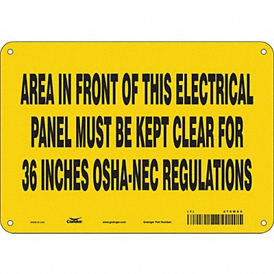 CONDOR 475M83 Safety Sign 7 in x 10 in Polyethylene