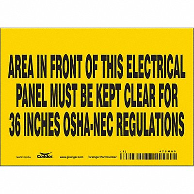 CONDOR 475M85 Safety Sign 5 inx7 in Vinyl
