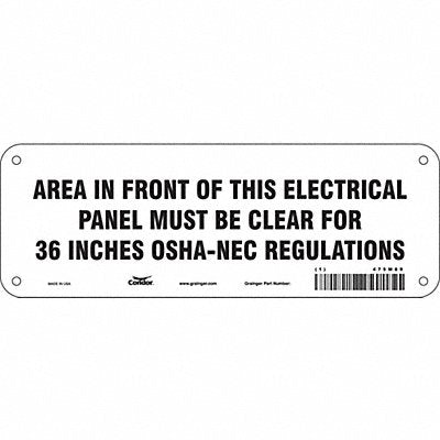 CONDOR 475M89 Safety Sign 3.5in x 10in Polyethylene