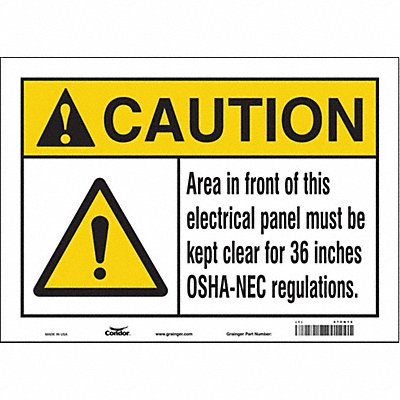 CONDOR 475N15 Safety Sign 10 inx14 in Vinyl