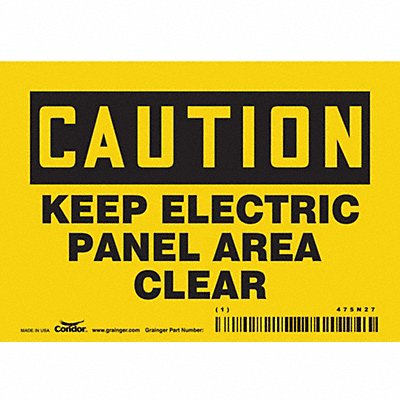 CONDOR 475N27 Safety Sign 3 1/2 inx5 in Vinyl