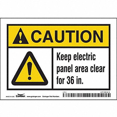 CONDOR 475N43 Safety Sign 3 1/2 inx5 in Vinyl