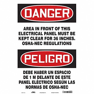 CONDOR 475N65 Safety Sign 20 inx14 in Vinyl