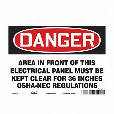CONDOR 475N66 Safety Sign 7 in x 10 in Aluminum