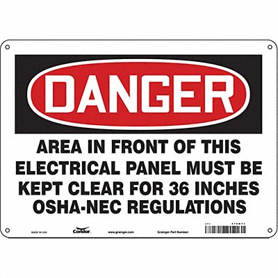 CONDOR 475N71 Safety Sign 10 inx14 in Polyethylene