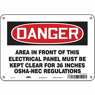 CONDOR 475N73 Safety Sign 7 inx10 in Vinyl