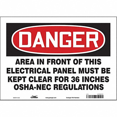 CONDOR 475N74 Safety Sign 10 inx14 in Vinyl