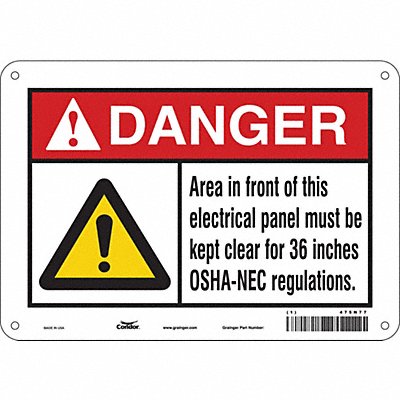CONDOR 475N77 Safety Sign 7 in x 10 in Polyethylene