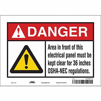 CONDOR 475N79 Safety Sign 7 inx10 in Vinyl