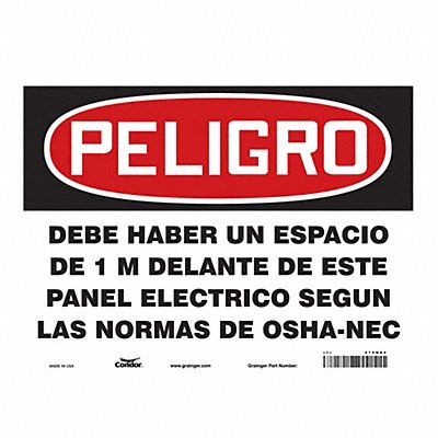 CONDOR 475N84 Safety Sign 10 in x 14 in Polyethylene