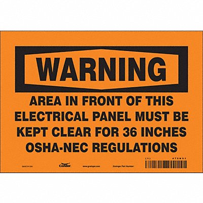 CONDOR 475N91 Safety Sign 7 inx10 in Vinyl