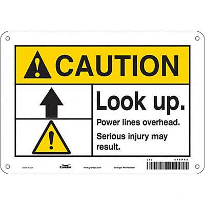 CONDOR 475P55 Safety Sign 7 in x 10 in Aluminum