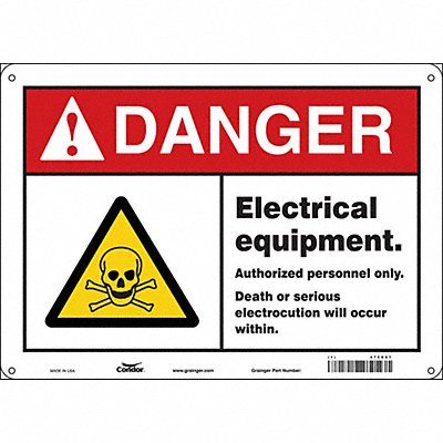 CONDOR 475R87 Safety Sign 10 in x 14 in Polyethylene