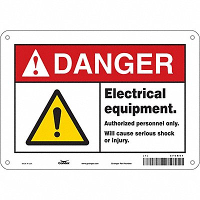 CONDOR 475R91 Safety Sign 7 in x 10 in Aluminum