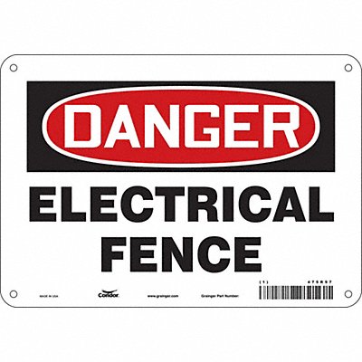 CONDOR 475R97 Safety Sign 7 in x 10 in Aluminum