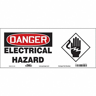 CONDOR 475T07 Safety Sign 7 in x 17 in Vinyl
