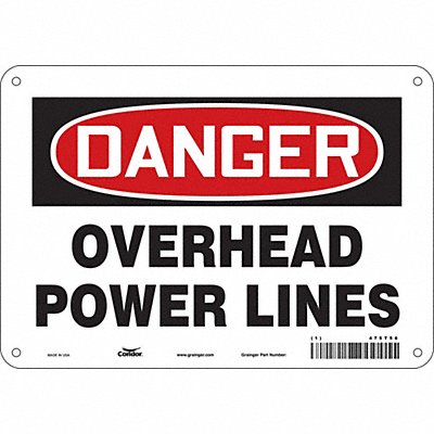 CONDOR 475T56 Safety Sign 7 in x 10 in Aluminum