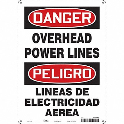 CONDOR 475T63 Safety Sign 14 inx10 in Aluminum