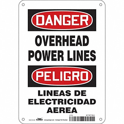 CONDOR 475T64 Safety Sign 10 in x 7 in Polyethylene