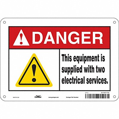 CONDOR 475T74 Safety Sign 7 in x 10 in Aluminum