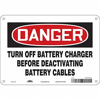 CONDOR 475T93 Safety Sign 7 in x 10 in Aluminum