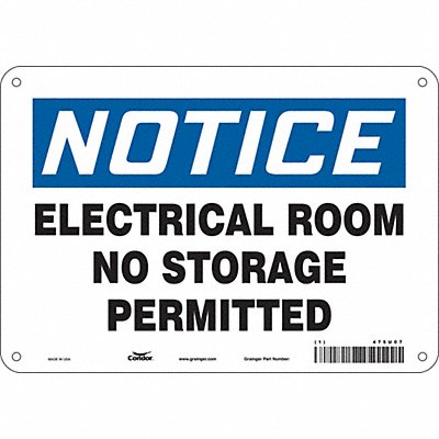 CONDOR 475U07 Safety Sign 7 in x 10 in Aluminum