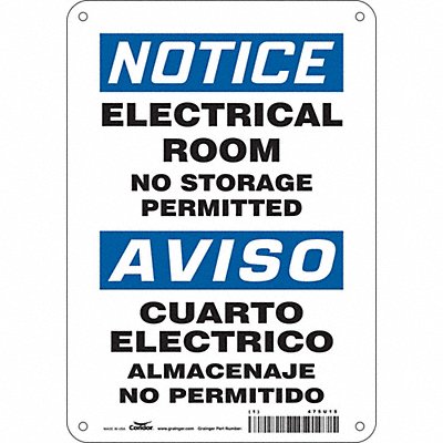 CONDOR 475U15 Safety Sign 10 in x 7 in Polyethylene