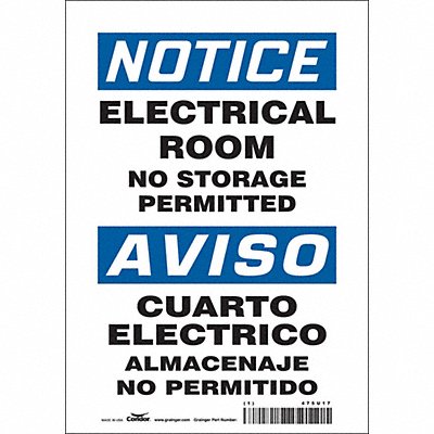 CONDOR 475U17 Safety Sign 10 inx7 in Vinyl