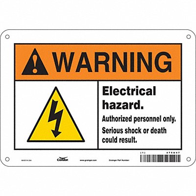CONDOR 475U47 Safety Sign 7 inx10 in Polyethylene