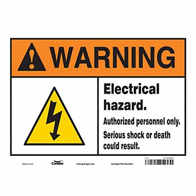 CONDOR 475U50 Safety Sign 10 in x 14 in Vinyl